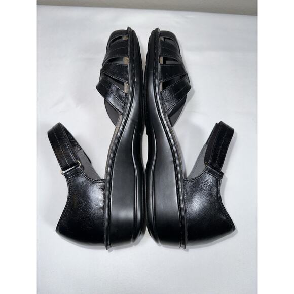 NWOT Aravon Clarissa Black Leather Fisherman Comfort Sandals 11 EE Extra Wide - Picture 7 of 9